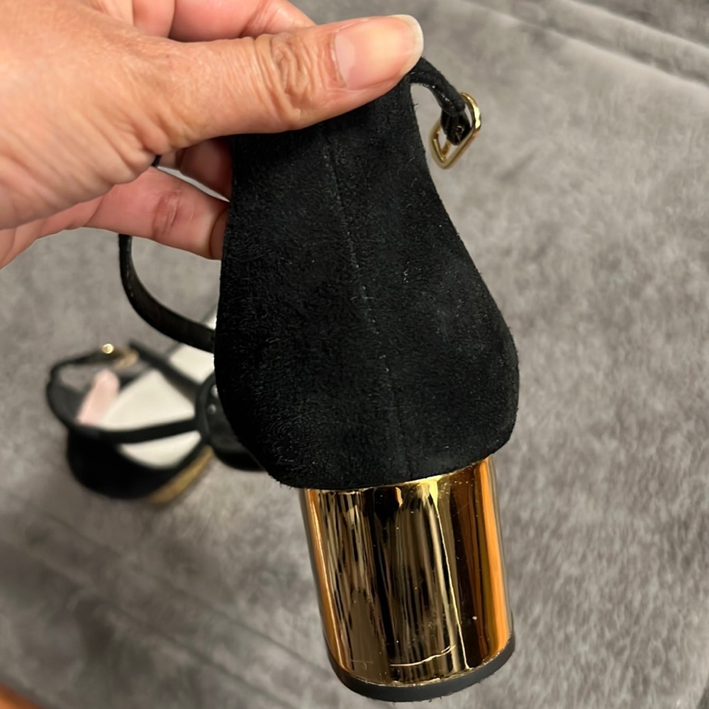 Steve Madden black and gold sandals